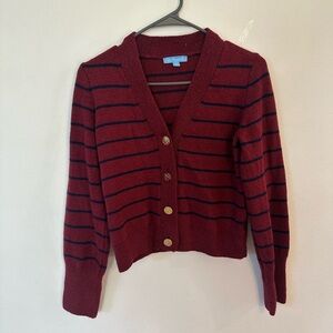 Draper James Burgundy and Black Striped Cardigan NWOT!!